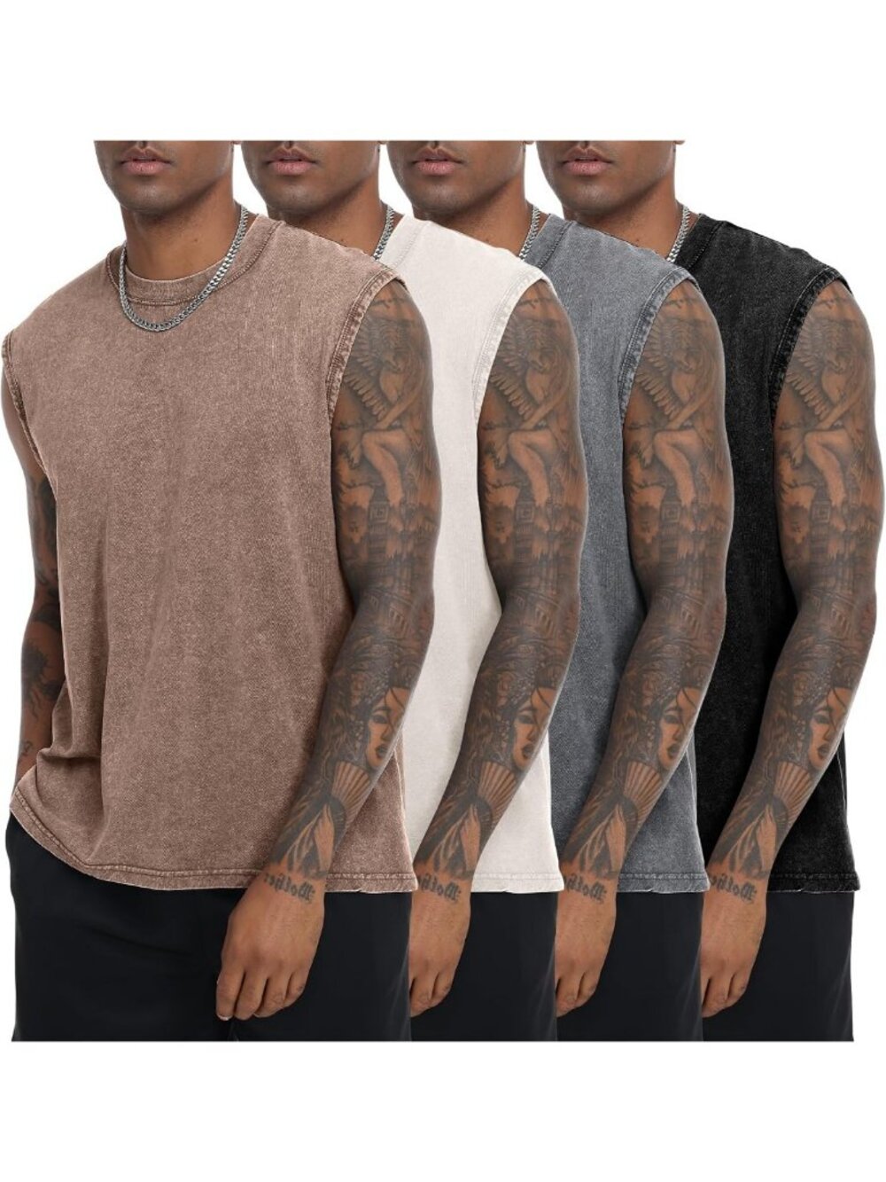 Men's Cotton Sleeveless Muscle Tank Top - Washed Loose Fit Casual Shirt